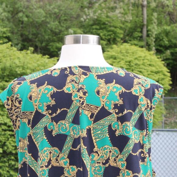 Ellen Tracy Women's Tank Top Cowl Neck Rococo Scroll Twist Front - Picture 12 of 14